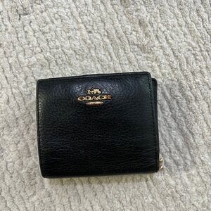 Coach Black Leather Compact Wallet